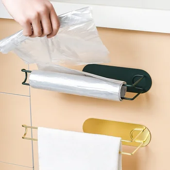 Nordic Gold Iron Paper Towel Holder Стенен шкаф за съхранение Начало Организатор Рафт Кухненски инструмент за кърпа хартия пластмасова обвивка