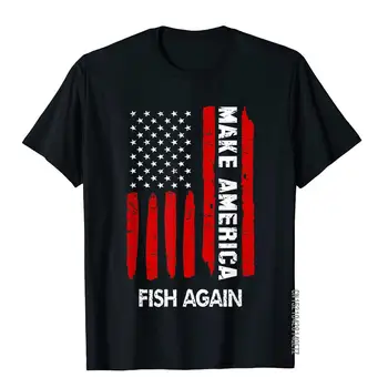 Четвърти юли подарък смешно облекло Направете Америка риба отново тениска извънгабаритни Япония стил Топ тениски памук момче риза