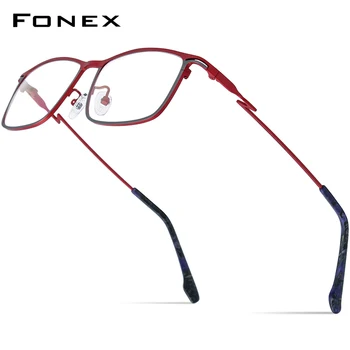 FONEX Титанов очила рамка мъже 2023 ретро квадратни диоптрични очила жени късогледство оптични матови цветни очила F85777