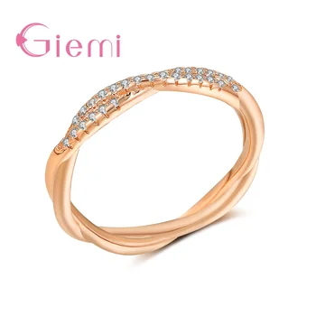 Фабрична цена Прост стил розово злато цвят пръст пръстени за жени дами най-добър кубичен цирконий разкрасяване бижута подарък