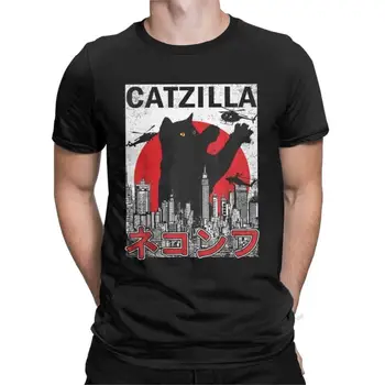 Crazy Catzilla японска котка коте любовник тениски за мъже кръгла яка памук T ризи къс ръкав тениски подарък идея дрехи