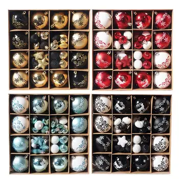  Топки за коледни елхи 52 бр. Коледни топки орнаменти Специална форма галванично боядисани нечупливи завеси топка комплект