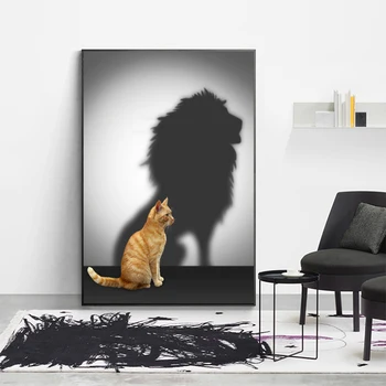 Animal Cat Lion Dream In Mind Wall Art Canvas Painting,Nordic Posters and Prints Wall Pictures,for Living Home Decoration