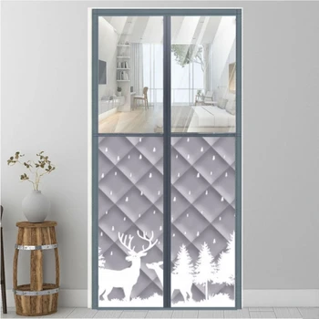 Магнитна топлоизолирана завеса за врати с визуални прозорци Водоустойчиви звукоизолиращи дебели завеси за врати от оксфордски плат за зимата