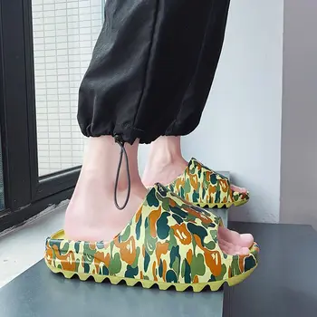 Topvivi камуфлажни обувки мъжки дизайнер Чехли дебела подметка чехли вътрешен 2021 лятна къща Пързалки Мека подметка жени пързалки кост