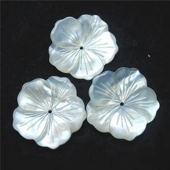 3PCS Солена вода бяла черупка висулки 28MM цвете форма Middel дупка само майка на перла DIY мода бижута дизайни безплатна доставка