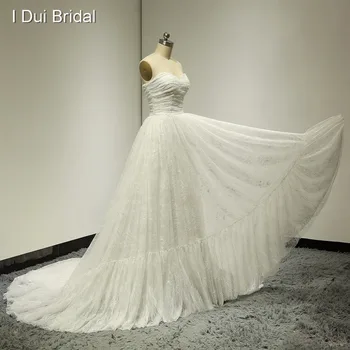 Скъпа дантела сватбени рокли реална картина реална снимка изящна плисирана фабрика по поръчка елегантен дизайн ELS-006