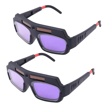 2Pc слънчева захранва автоматично потъмняване заваръчна маска каска очила заварчик очила дъга анти-шок обектив за защита на очите