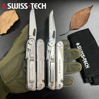 SWISS TECH 18 в 1 Мултифункционални сгъваеми клещи Многофункционален комбиниран инструмент Преносим ножичен ножичен диск EDC Външно оборудване