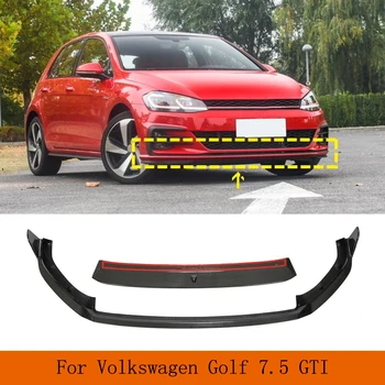 Автомобилна предна броня Lip Chin за Volkswagen Golf 7.5 GTI 2017 2018 2019 Real Carbon Fiber Front Bumper Lip Spoiler 2PCS