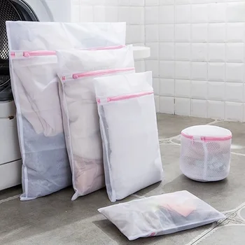 1Pcs Mesh чанта за пране Полиестерни торбички за пране Груба мрежа Кошница за пране Чанти за пране Предотвратяване на щети от дрехи Инструменти за почистване