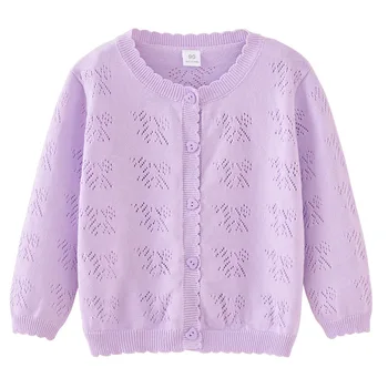 1-6yrs Пролет лилаво момичета жилетка пуловер памук палто розово сладко тънко яке 1 2 3 4 5 6 години Детски дрехи OGC241108