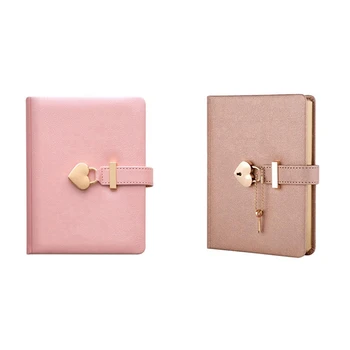 2 бр. сърце форма комбинация заключване дневник с ключови лични организатори тайна тетрадка подарък-розово & шампанско