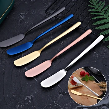 1PC корейски стил дълга дръжка масло нож неръждаема стомана конфитюр нож сирене разделител многофункционални западни прибори кухненски инструменти