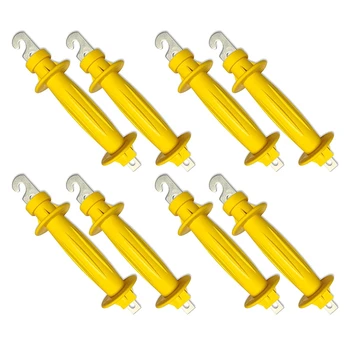 8-Pack Electric Fence Rubber Gate, Electric Fence Spring Handle, Insulated Plastic Handle, Yellow Rubber Gate Handle Fence Parts