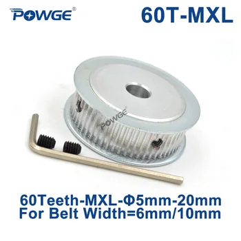 POWGE трапец 60 зъби MXL времето ролка отвор 6/8/10/12/14/15/19/20mm за ширина 6mm 10mm MXL синхронен колан предавка 60teeth 60T