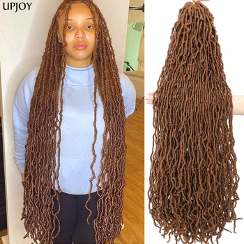 18 36 24 инча Faux Locs Плетене на една кука коса Tresse de cheveux Soft Locs плетене коса разширения за черни жени naturel Locs коса