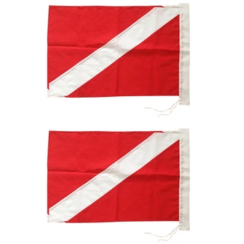 2X флаг за гмуркане за подводен риболов с плувка, шамандура, лодка, полюс водолаз надолу 35X50cm