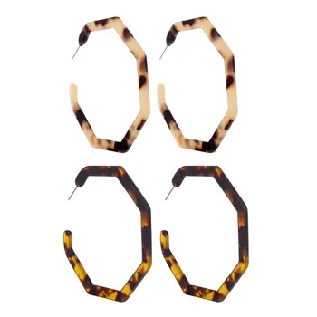 MXME Дамски акрилни кръгли висящи обеци Мода Неправилна геометрична леопардова висеница