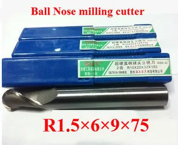 2PCS удължаване R1.5 високоскоростна стоманена топка край фреза, прав джолан бяла стомана нож, R сплав фреза