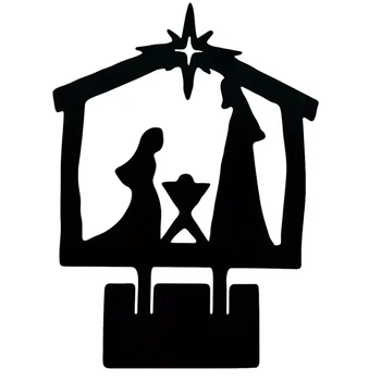 Рождество Христово Сцена Силует Рождество Христово фигурки Комплект Коледа Рождество Христово Украшение Светото семейство за ограда Patio D