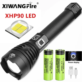 XHP90 Led фенерче 26650 USB акумулаторна горелка Мощна тактическа светкавица Zoomable Ловен фенер водоустойчива ръчна лампа