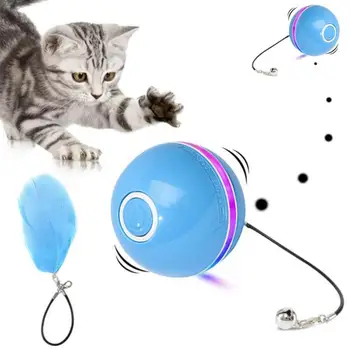 Colorful LED Smart Electric Cat Toy Magic Roller Ball USB Interactive Ball Toy Rolling Flash Ball Pet Toy Electric Rotating Toy