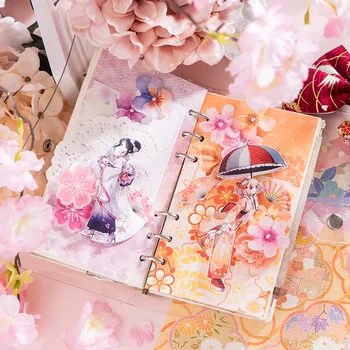 30 броя Материал хартия пролет черешови цветове цветя свежа литературна творческа подаръчна кутия колаж декорация Memo бележки 8 модела