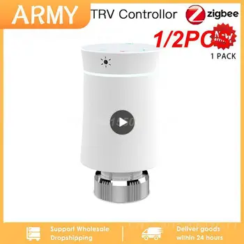 1/2PCS Tuya ZigBee3.0 Нов радиаторен задвижващ клапан Интелигентен програмируем термостат Температурен нагревател TRV Alexa Voice Control