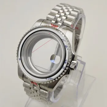  NH35 случай 40 мм часовник случай от неръждаема стомана случай сапфир стъкло водоустойчив мъжки часовник + часовник каишка за NH35 NH36 движение
