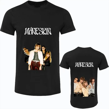 Италианска рок група Maneskin Print T Shirt Мъжка тениска Male Oversized StreetwearХип-хоп Casual памучна тениска Harajuku