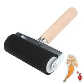 Гумен валяк за печат мастило валяк с дървена дръжка четка мастило апликатор изкуство занаятчийски инструмент за рисуване с 3 размер