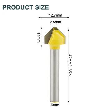 фреза фреза рутер бит 6 мм опашка карбид рязане производителност висока якост V-образна жълто / сребро MDF акрил