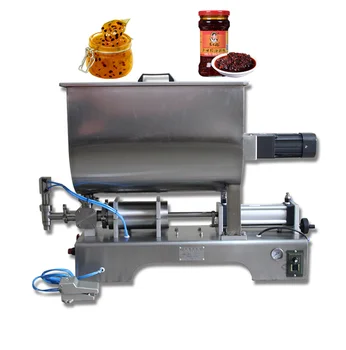 Полуавтоматична пневматична машина за пълнене на чили сос с бъркалка/горещ пълнеж тип автоматична машина за пълнене на чили сос