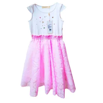 Детска рокля за момичета Лятна дантела Диамантена мрежа без ръкави Сладка принцеса рокля Детски момиче Дрехи Розово бяло Размер 110-размер 150