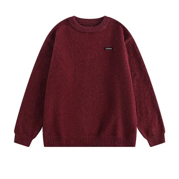 японски модерен марка O-образно деколте дълъг ръкав висок клас плетен пуловер мъжки есен зима двойка прости мързелив стил пуловери върховете