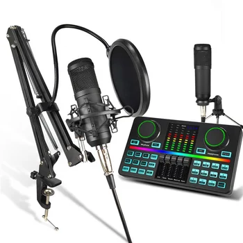 Безплатна доставка до САЩ Voice Changer музикален инструмент миксер подкаст оборудване микрофон с външна звукова карта