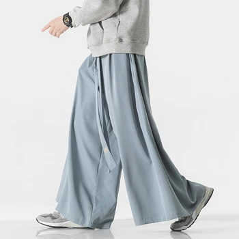 2023 Пролет лято китайски стил бродирани широки панталони крак мъже памук бельо широк крак панталони Streetwear Тай Чи Кунг Фу панталони