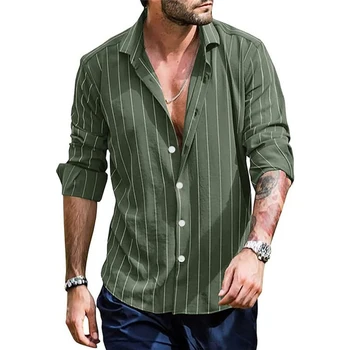гореща продажба 2023 риза мъжки бутон надолу случайни ежедневни еластични празник дълъг ръкав мъжки пижами популярна риза гладка