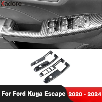 За Ford Kuga Escape 2020-2022 2023 2024 Карбонова кола врата подлакътник прозорец лифт превключвател бутон панел капак подстригване интериорни аксесоари