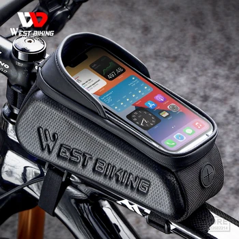 WEST BIKING Велосипед Топ Tube чанта Touch Screen телефон превозвач водоустойчив EVA Road Bike Колоездене Държач за инструменти MTB аксесоари