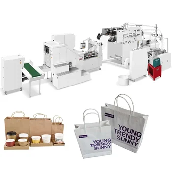 Търговия на едро квадратно дъно подарък хартиена торба машината за правене Най-новата автоматична машина за производство на хартиена торба Khaki Square Bottom за продажба