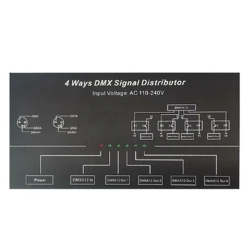 AC100V-240V вход DMX512 1 до 4 хъб DMX сигнал ретранслатор сплитер 4 XLR-3 изход разпределител усилвател на мощност EU Plug