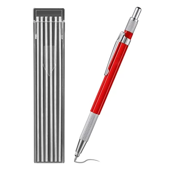 заварчици молив с 12PCS пълнители, метален маркер механични заваряване молив Pipefitters, производство, червен