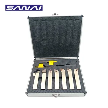 SANAI 7Комплекти от 16MM джолан никелиран CNC струг стругов държач за инструменти с карбидни вложки и ключове в комплект калъфи