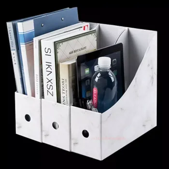  Мраморен картонен държач за файлове Diy Bookend водоустойчива лавица за книги Тава за съхранение на работния плот Училищен офис организатор канцеларски материали