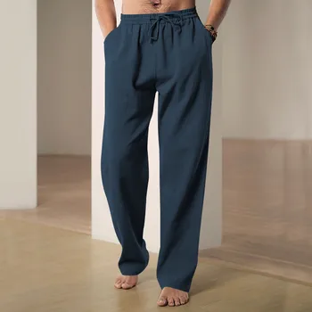 Мъжки тънък годни бизнес панталони мода твърди панталони случайни плоски предни работи дълги панталони дъна случайни панталони Упражнение