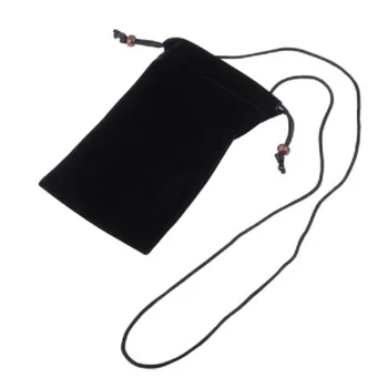 за ZTE V70 (2023) Калъф за калъф с верига и затваряне на контура Мека кърпа Фланелена чанта за носене - черна