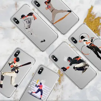 Hot спорт бейзбол телефон случай за iPhone 11 12 Mini 13 Pro XS Max X 8 7 6s плюс 5 SE XR прозрачна обвивка