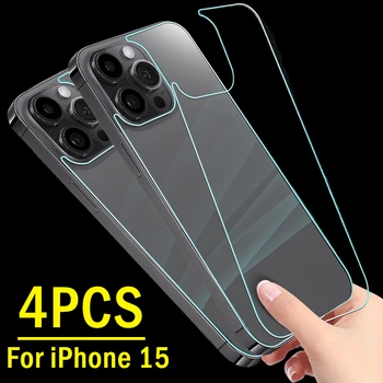 1/4Pcs за iPhone 15 Pro протектор за задния екран 9H твърдост против надраскване закалено стъкло обратно филм за iPhone 15 Pro Max 15Plus